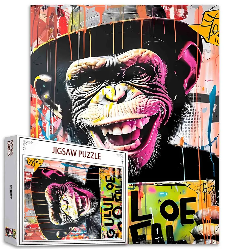 tucocoo-graffiti-monkey-with-hat-puzzle-1000-teile-affe image 1