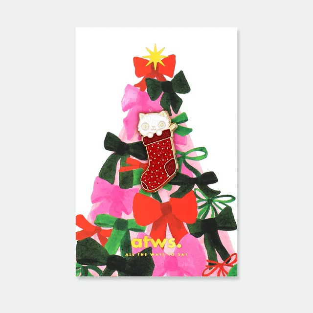 all-the-ways-to-say-cat-sock-pin-katze-weihnachten-emaille image 1