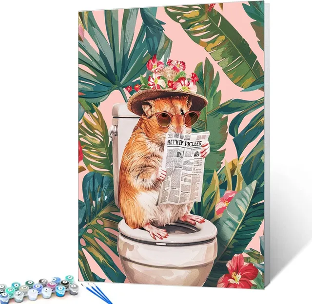 tucocoo-hamster-auf-toilette-malen-nach-zahlen-40x50-ohne-rahmen image 1
