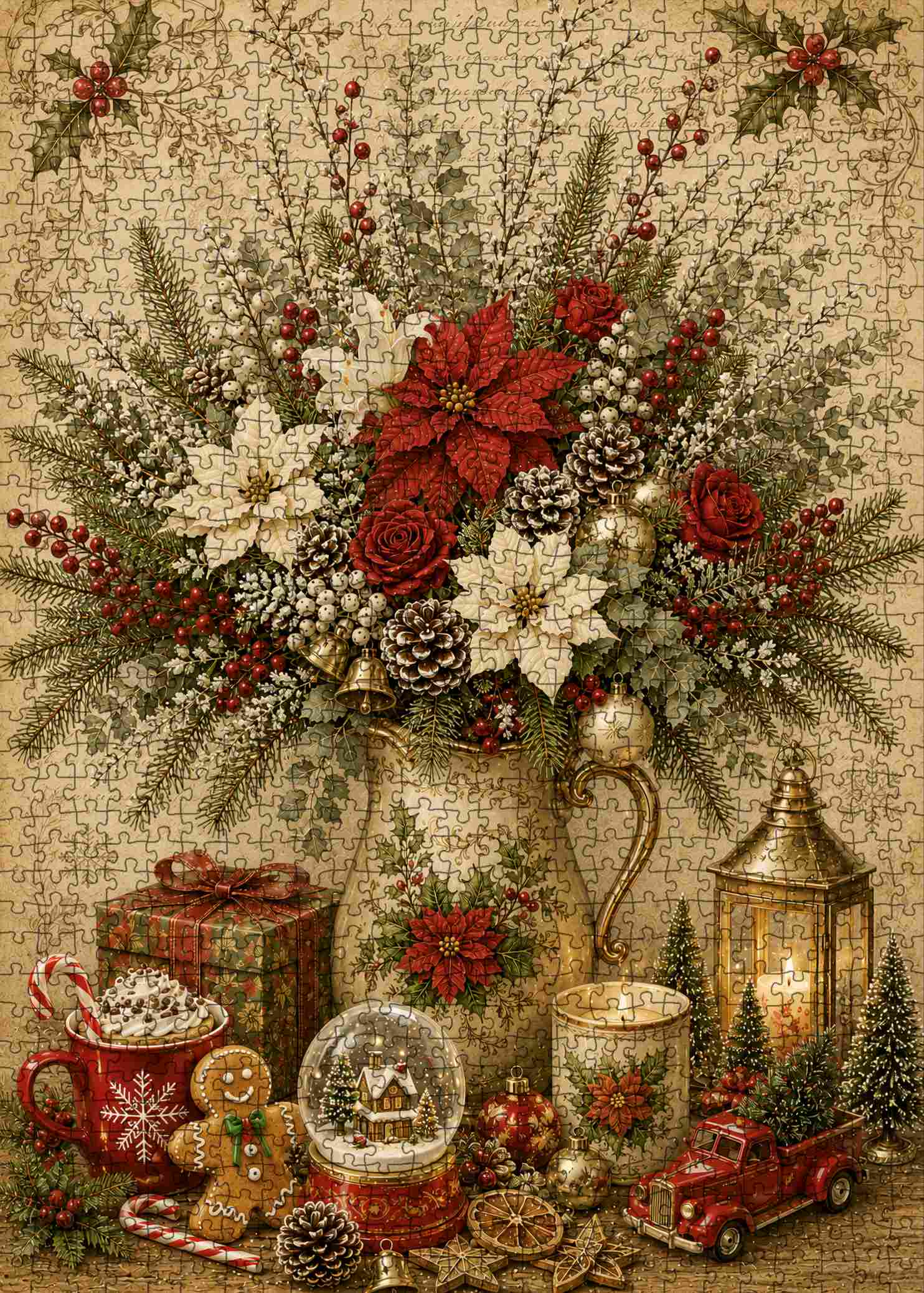 tucocoo-vintage-christmas-floral-arrangement-puzzle-1000-teile image 2