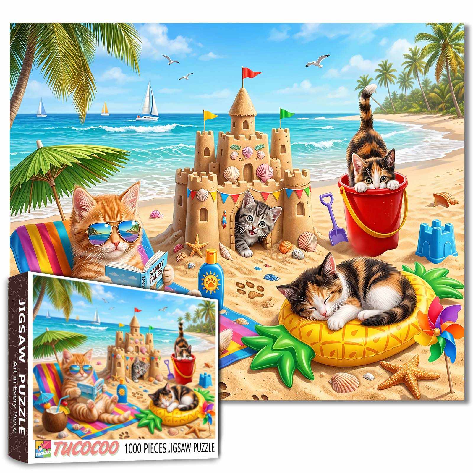 tucocoo-sunny-beach-kitten-paradise-puzzle-1000-teile-katze image 1
