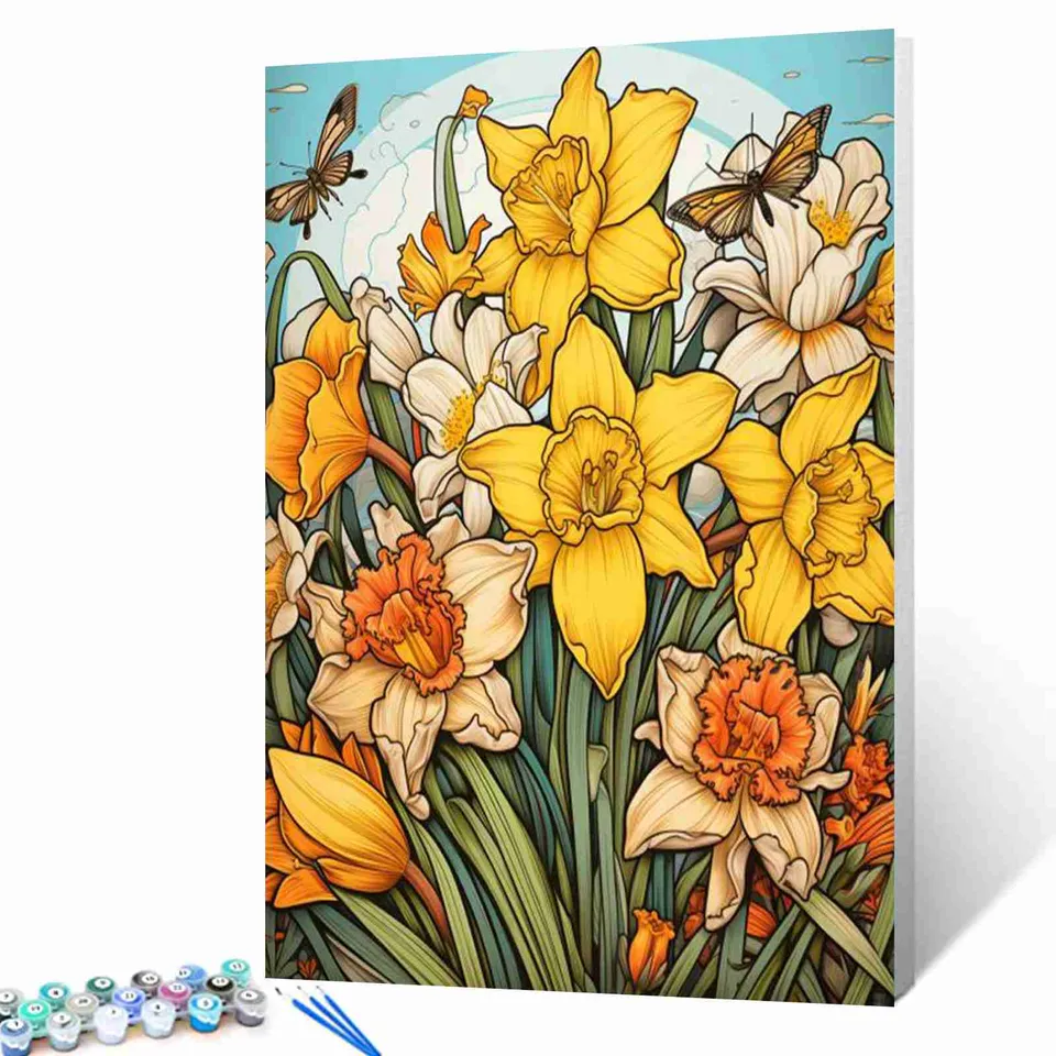 tucocoo-blooming-daffodils-malen-nach-zahlen-gelb image 1