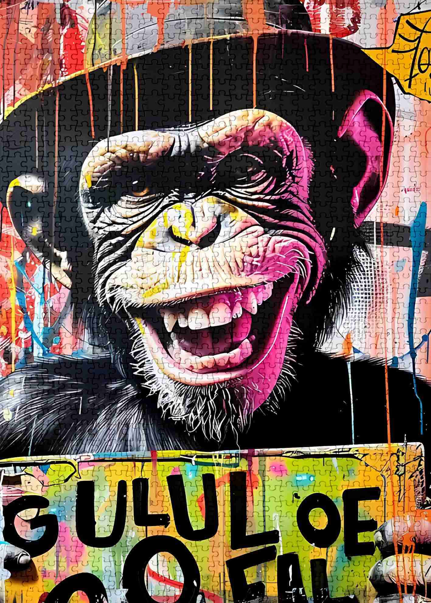 tucocoo-graffiti-monkey-with-hat-puzzle-1000-teile-affe image 2
