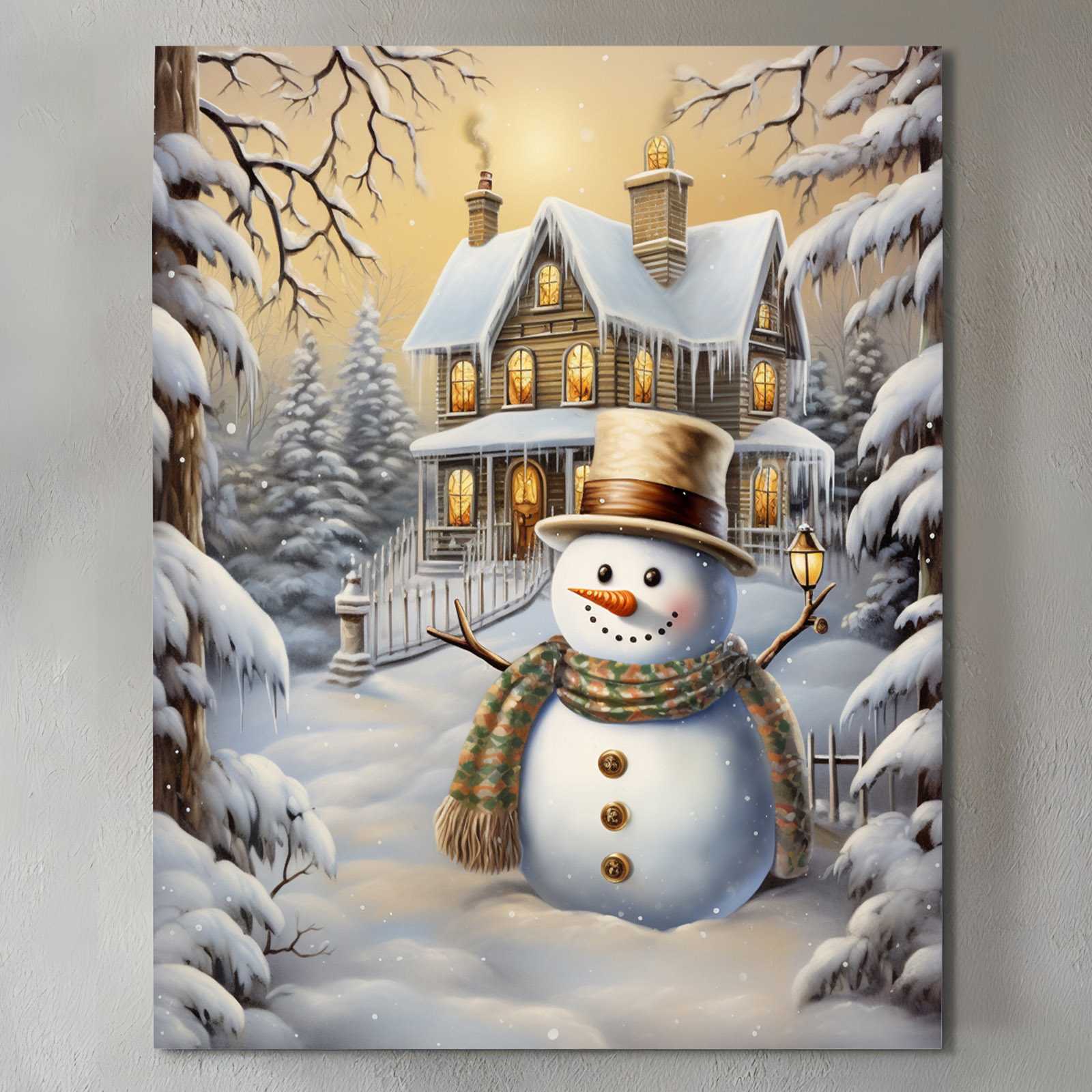 tucocoo-canvas-wall-art-snowman-winter-house-leinwandbild-30x40cm-gerahmt image 2