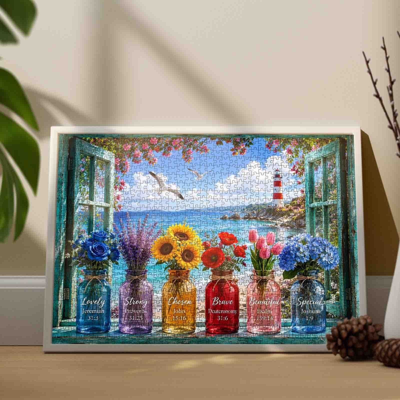 tucocoo-coastal-lighthouse-flower-puzzle-1000-teile-meer image 3