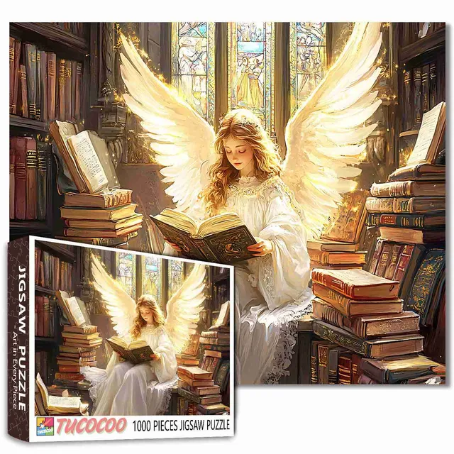 tucocoo-jigsaw-puzzles-library-angel-puzzle-1000-teile-bibliothek image 1