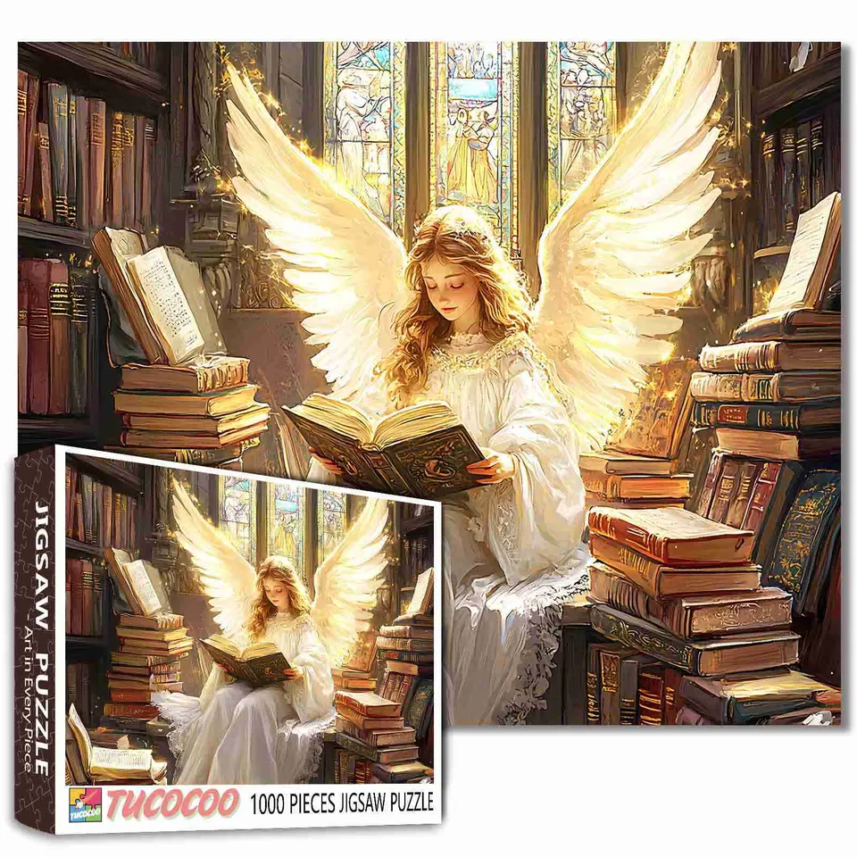 tucocoo-jigsaw-puzzles-library-angel-puzzle-1000-teile-bibliothek image 1