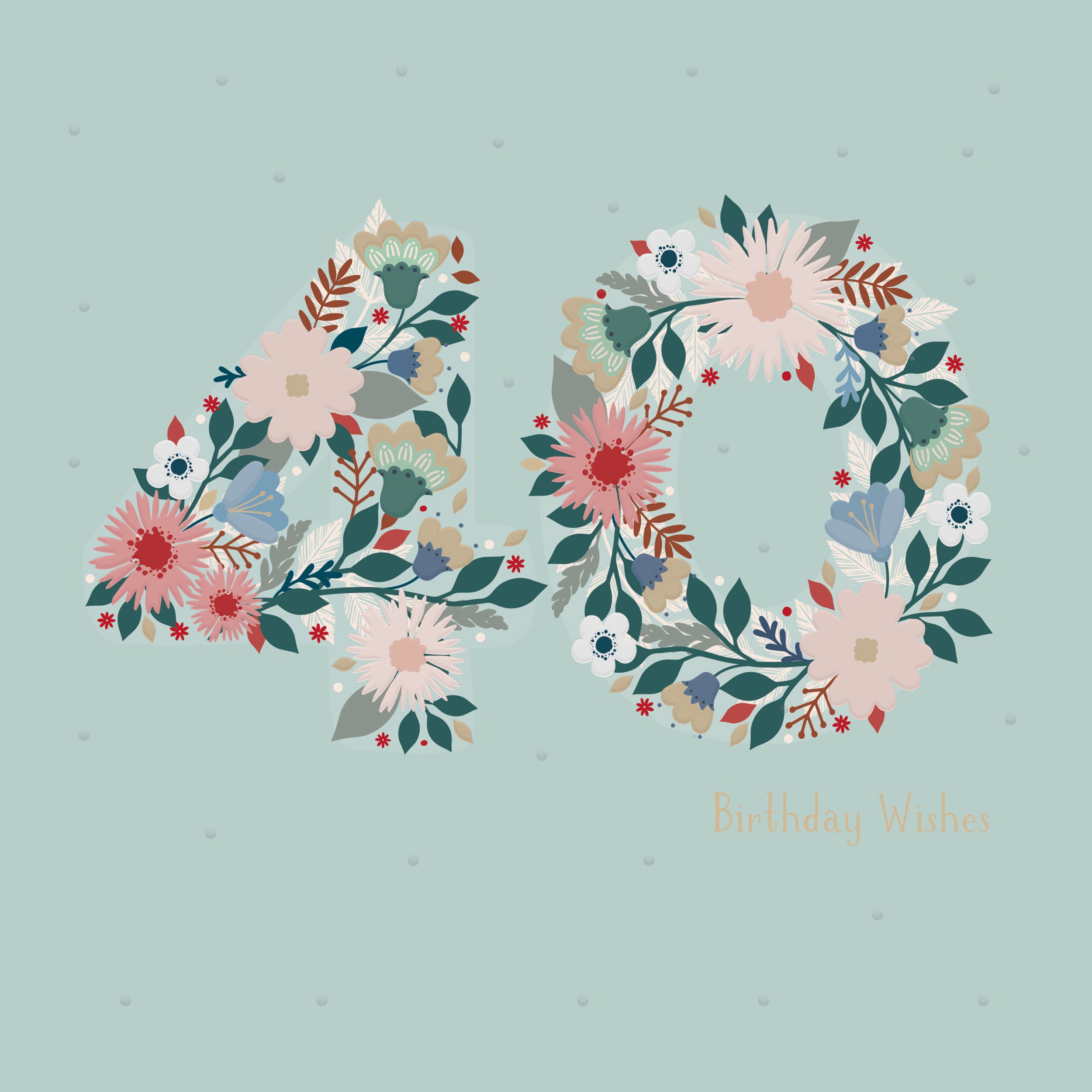 otter-house-age-to-celebrate-40-geburtstagskarte-floral image 1