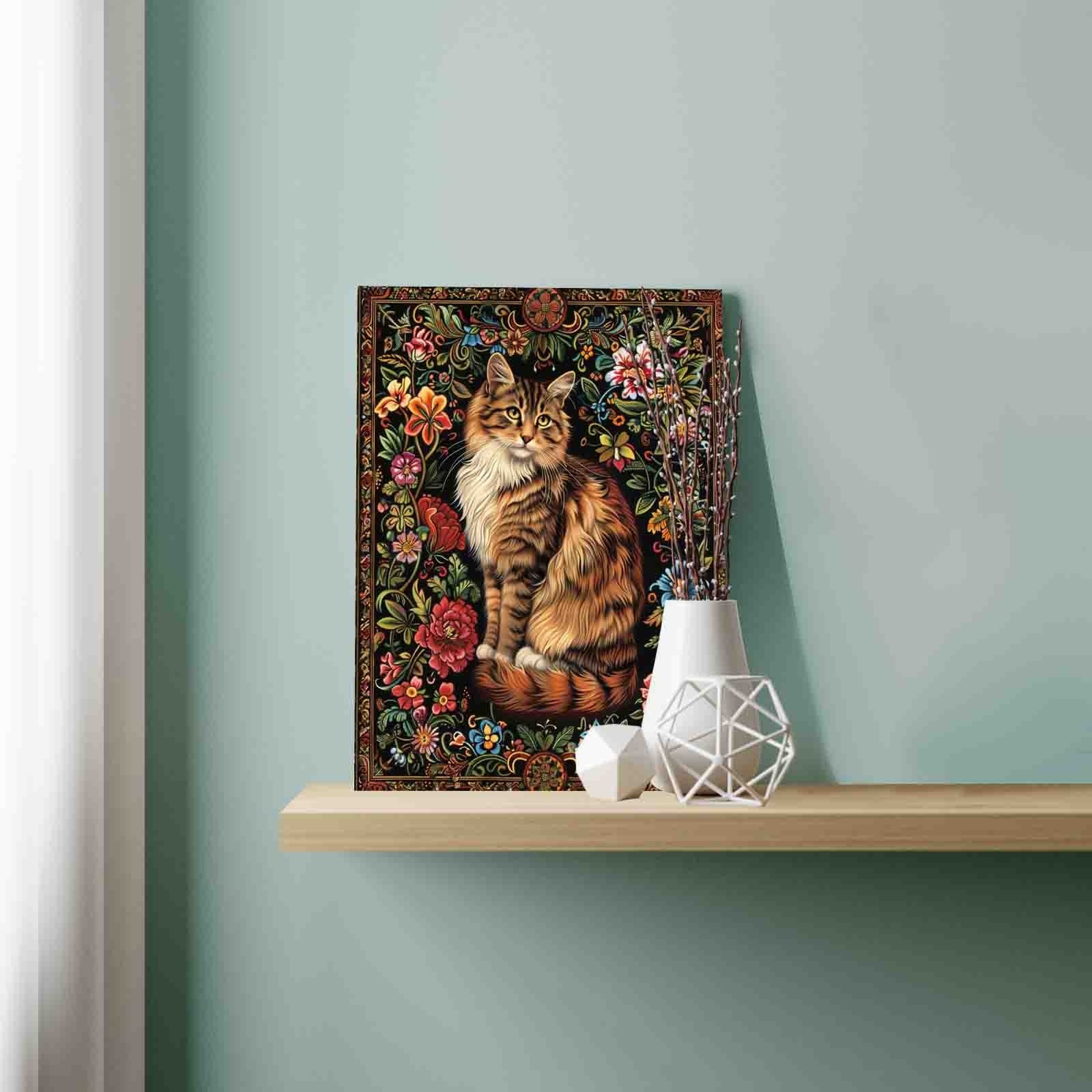 tucocoo-regal-tabby-cat-floral-malen-nach-zahlen-ohne-rahmen-40x50-cm image 3