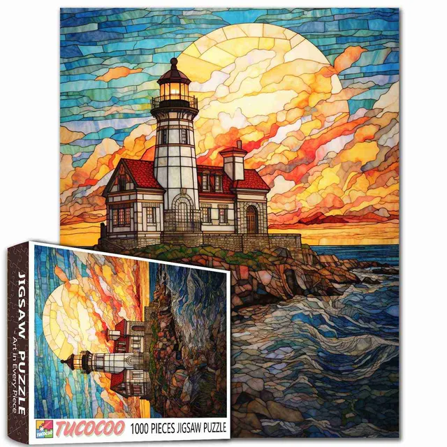 tucocoo-stained-glass-lighthouse-puzzle-1000-teile-leuchtturm image 1