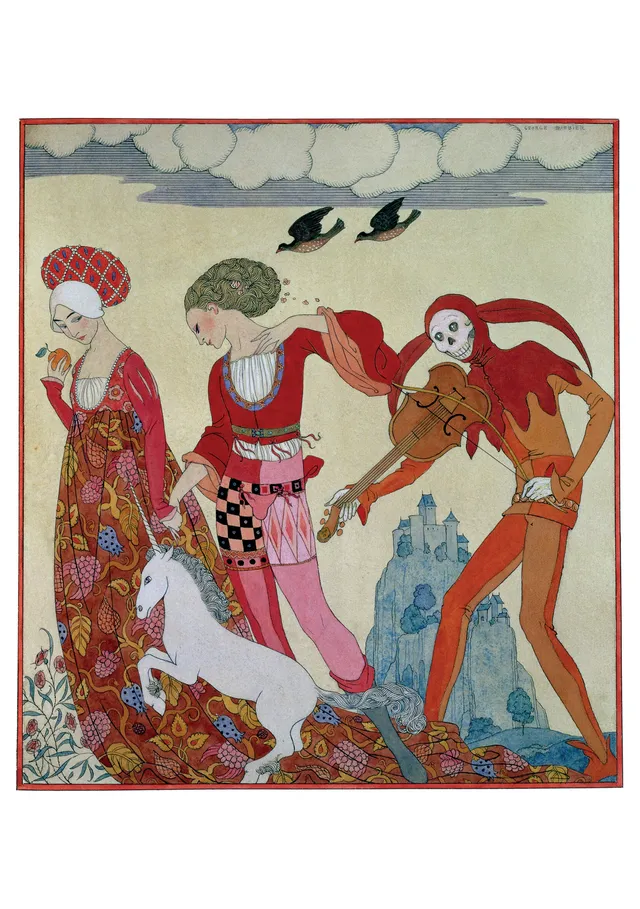 pomegranate-blank-notecards-george-barbier-klappkarte-einzelkarte-tiere image 1