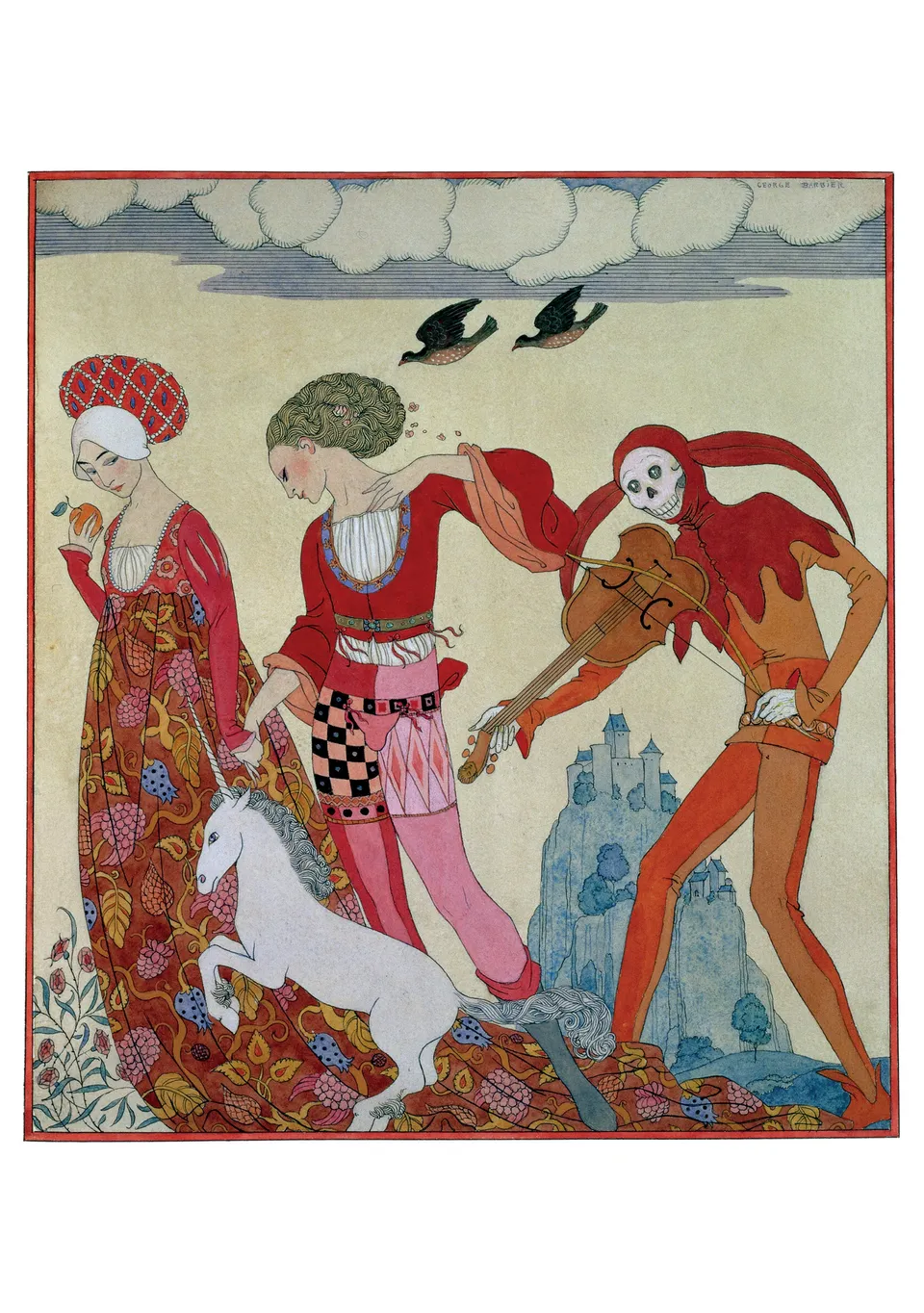 pomegranate-blank-notecards-george-barbier-klappkarte-einzelkarte-tiere image 1