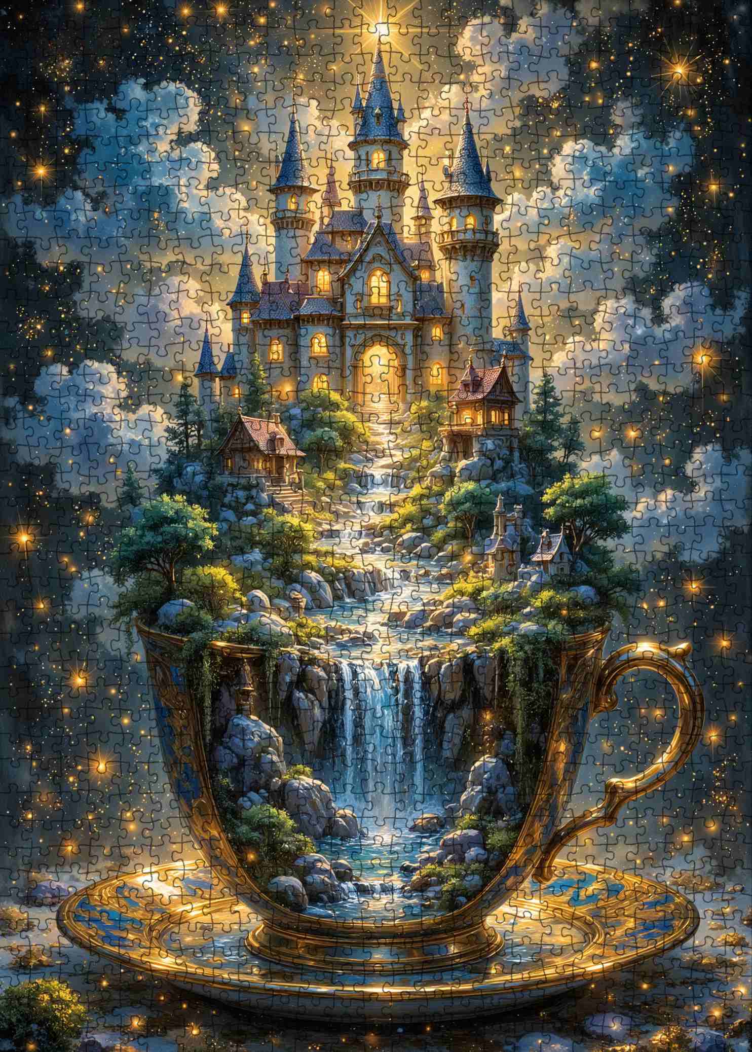tucocoo-fantasy-teacup-castle-puzzle-1000-teile-nachthimmel image 2