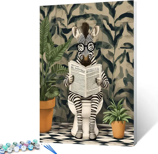 tucocoo-zebra-on-the-toilet-malen-nach-zahlen-40x50-o-rahmen image 1