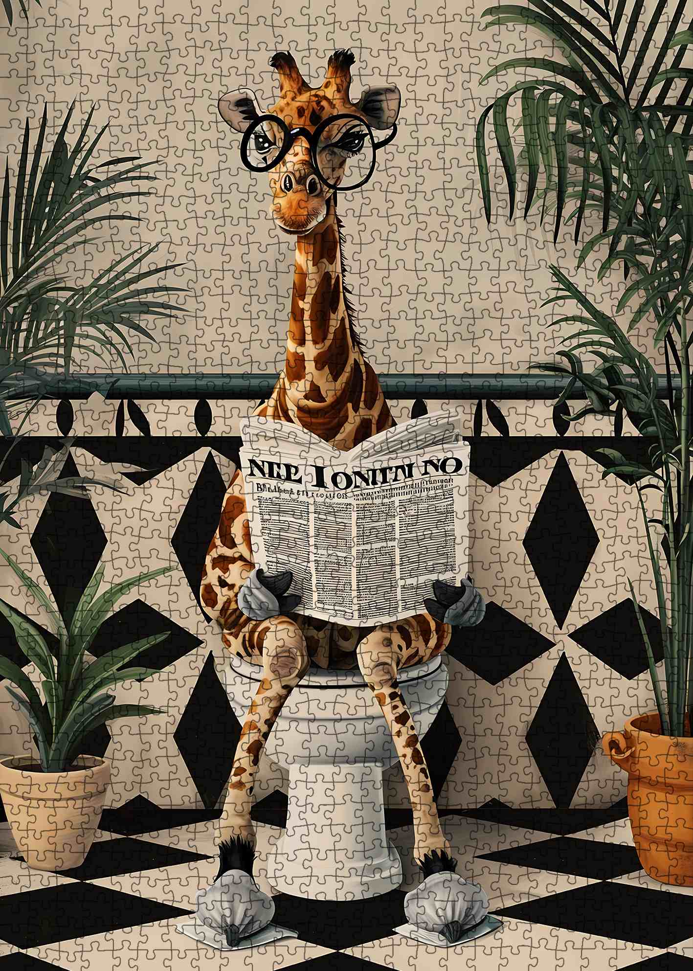 tucocoo-giraffe-reading-newspaper-on-toilet-puzzle-1000-teile image 2