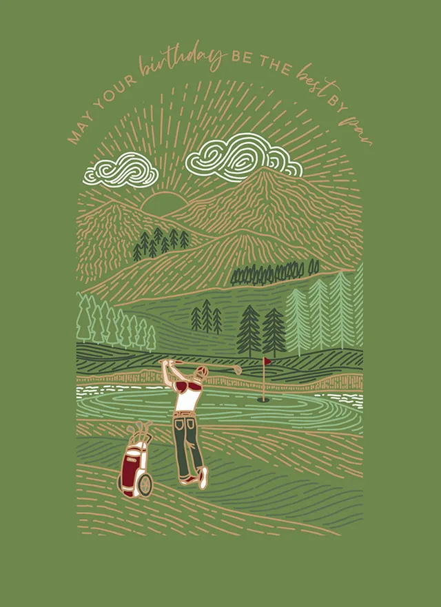 elliott-golfer-geburtstagskarte-golf-goldfolie image 1