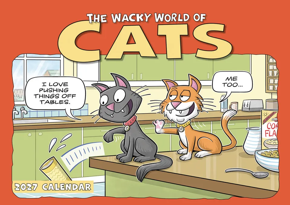 otter-house-wacky-world-of-cats-a4-kalender-2027-katzen-humor image 1