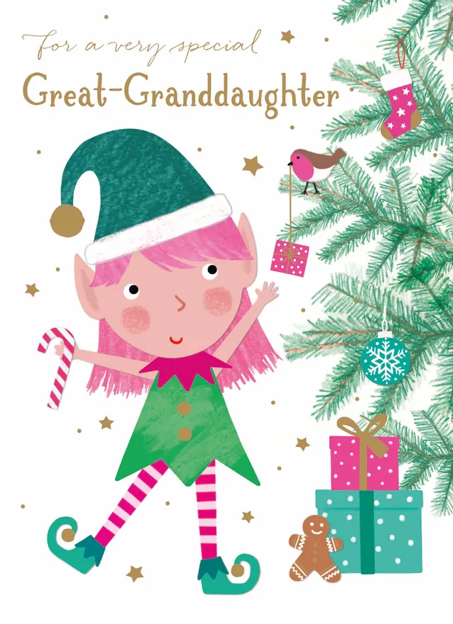 otter-house-christmas-urenkelin-weihnachtskarte-elf-mit-rosa-haaren image 1
