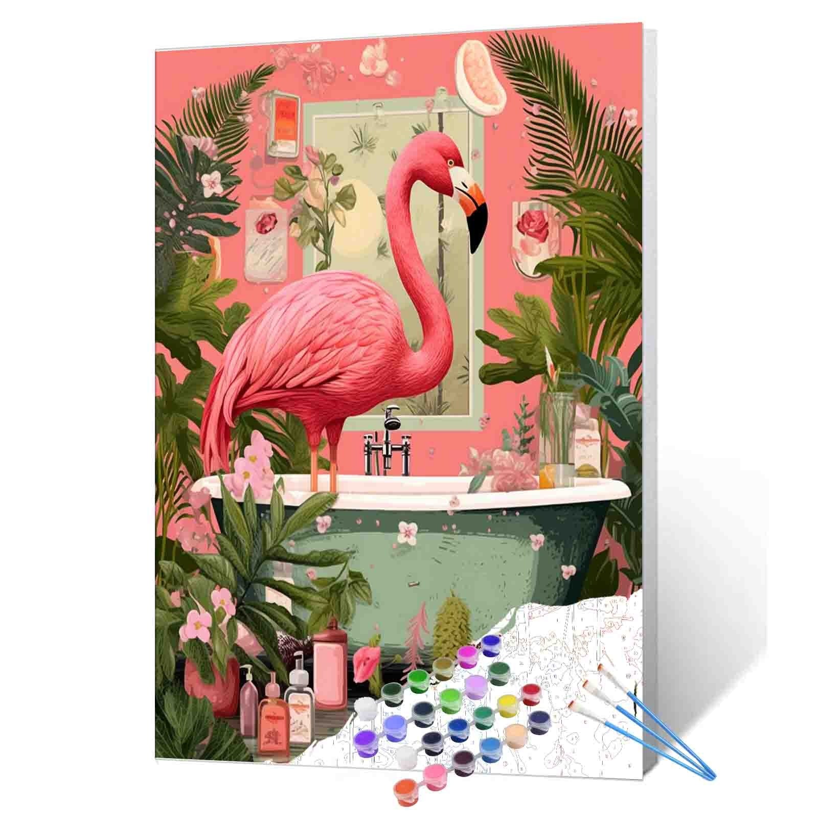 tucocoo-paint-by-numbers-flamingo-bath-retreat-malbild-40x50-ohne-rahmen image 1