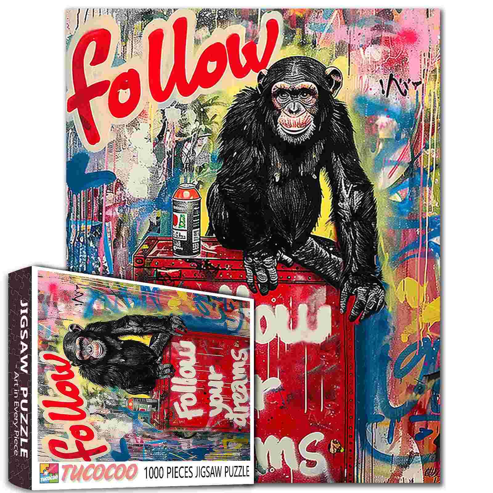 tucocoo-follow-your-dreams-puzzle-1000-teile-affe-graffiti image 1