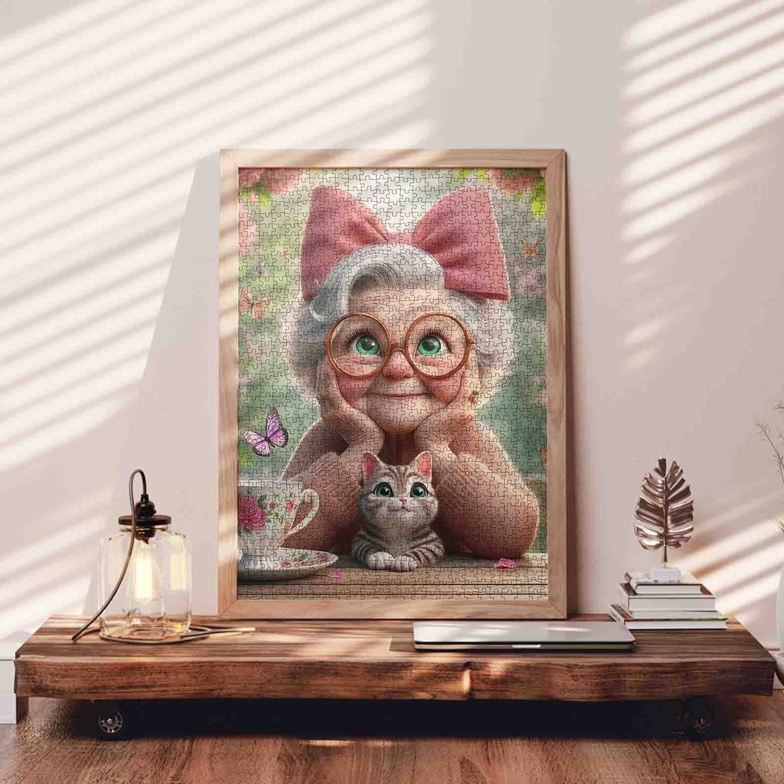 tucocoo-grandma-with-pink-bow-and-kitten-puzzle-1000-teile image 3