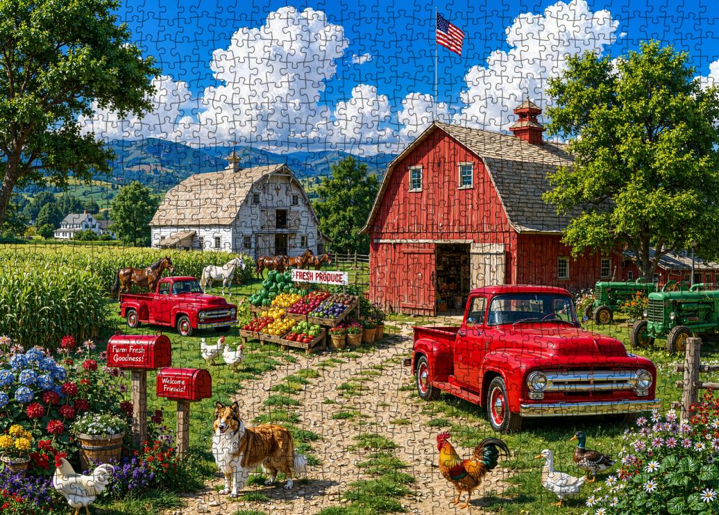 tucocoo-american-country-farm-red-truck-puzzle-1000-teile-farm image 2