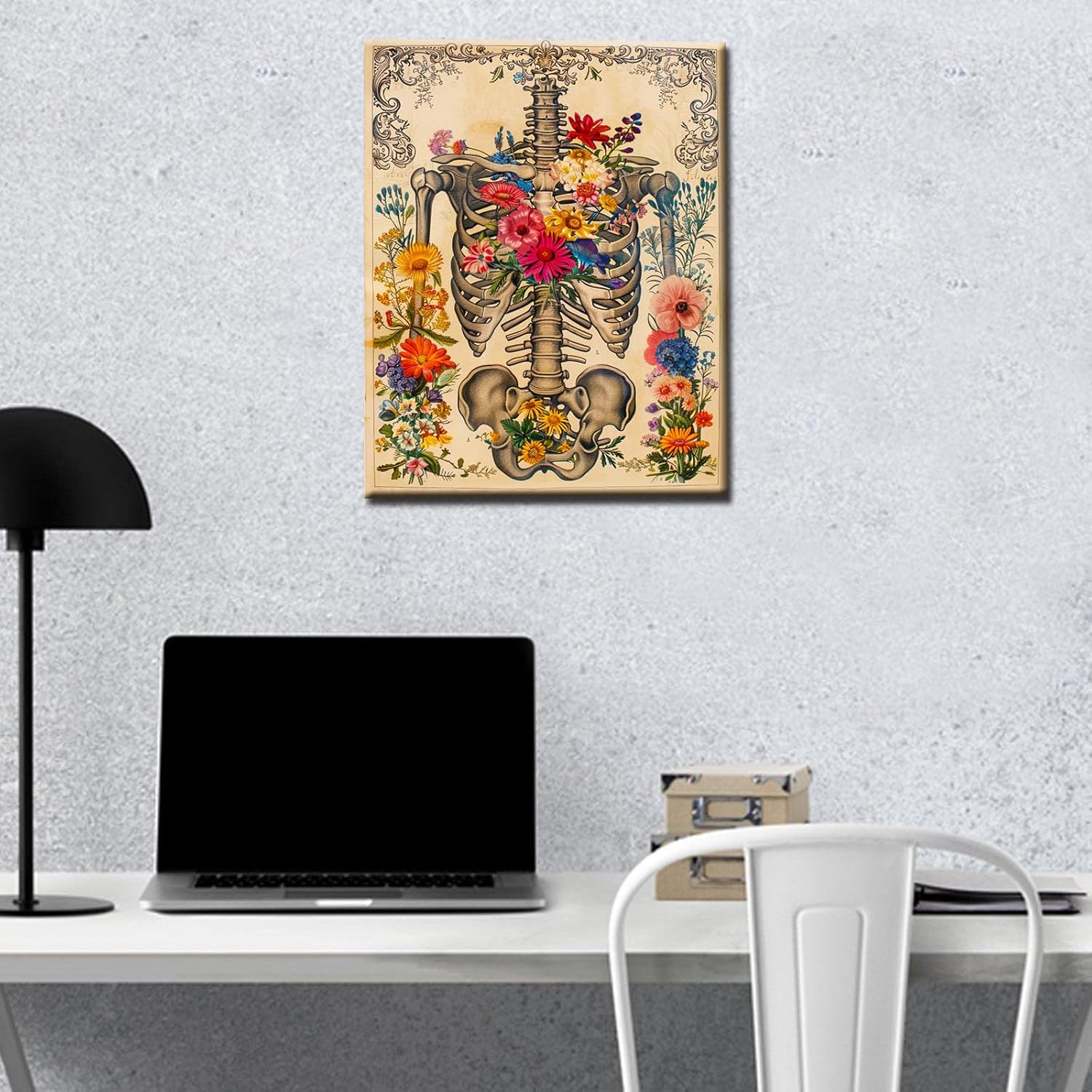 tucocoo-paint-by-numbers-human-skeleton-and-flowers-malset-40x50 image 3