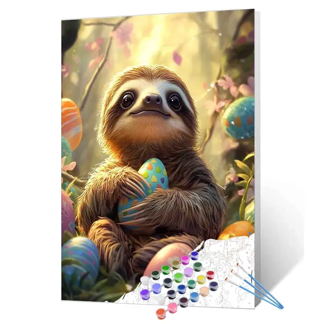 tucocoo-paint-by-numbers-easter-hug-sloth-malen-nach-zahlen-40x50 image 1