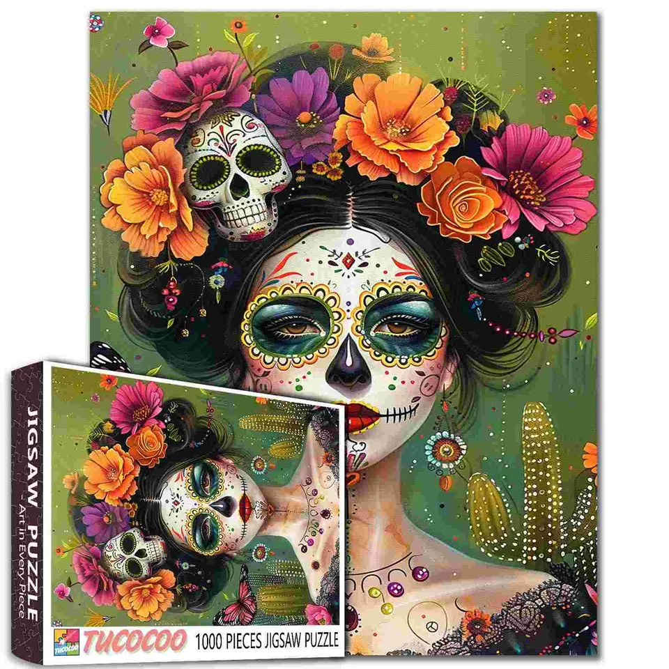 tucocoo-vibrant-sugar-skull-art-puzzle-1000-teile-portrait image 1