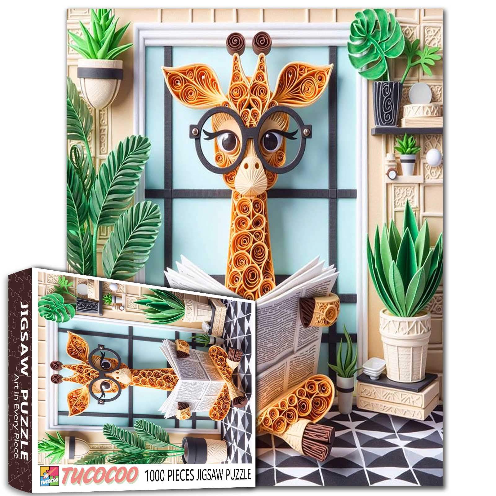 tucocoo-quilled-giraffe-puzzle-1000-teile-lesegiraffe image 1