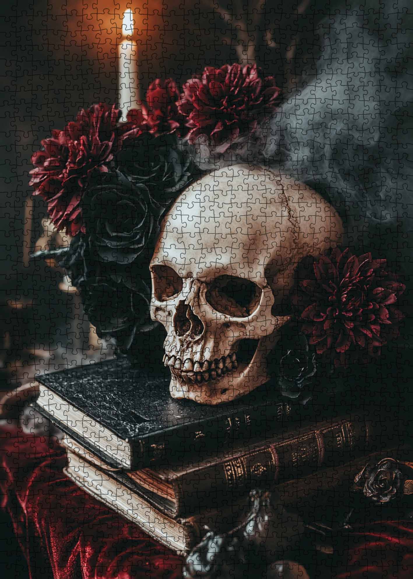 tucocoo-skull-roses-candlelight-puzzle-1000-teile-totenkopf image 2