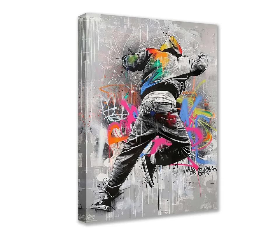 tucocoo-graffiti-street-dancer-leinwandbild-30x40cm-gerahmt image 1