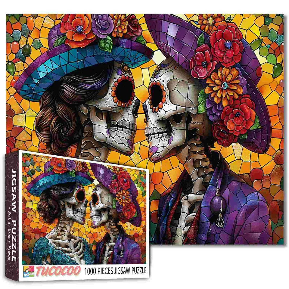 tucocoo-romantic-skeletons-puzzle-1000-teile-buntglas image 1