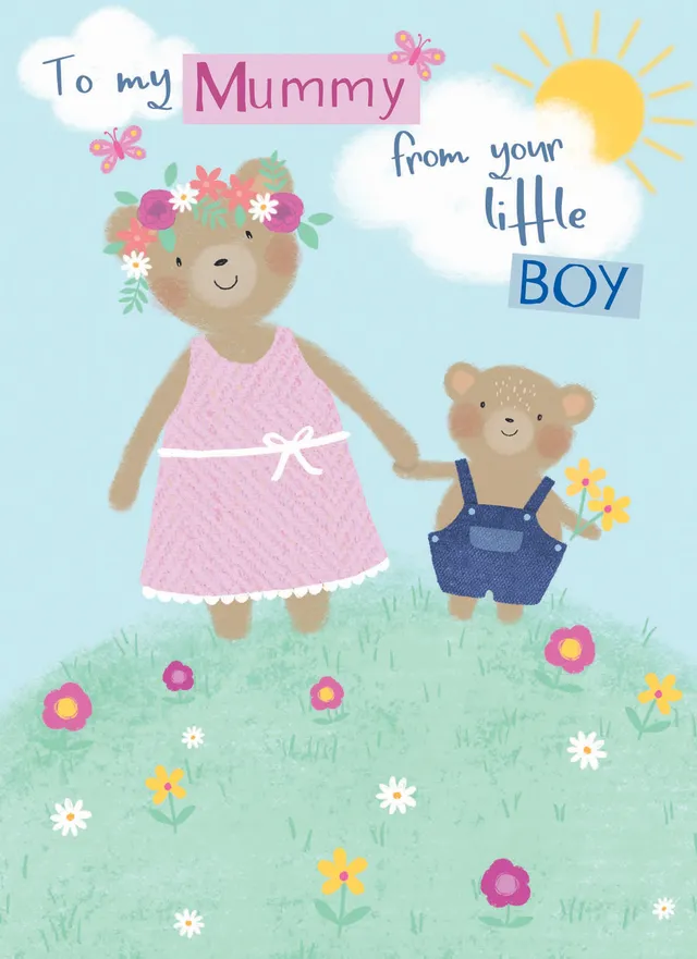 otter-house-little-boy-bear-muttertagskarte-b-r-mit-blumen image 1