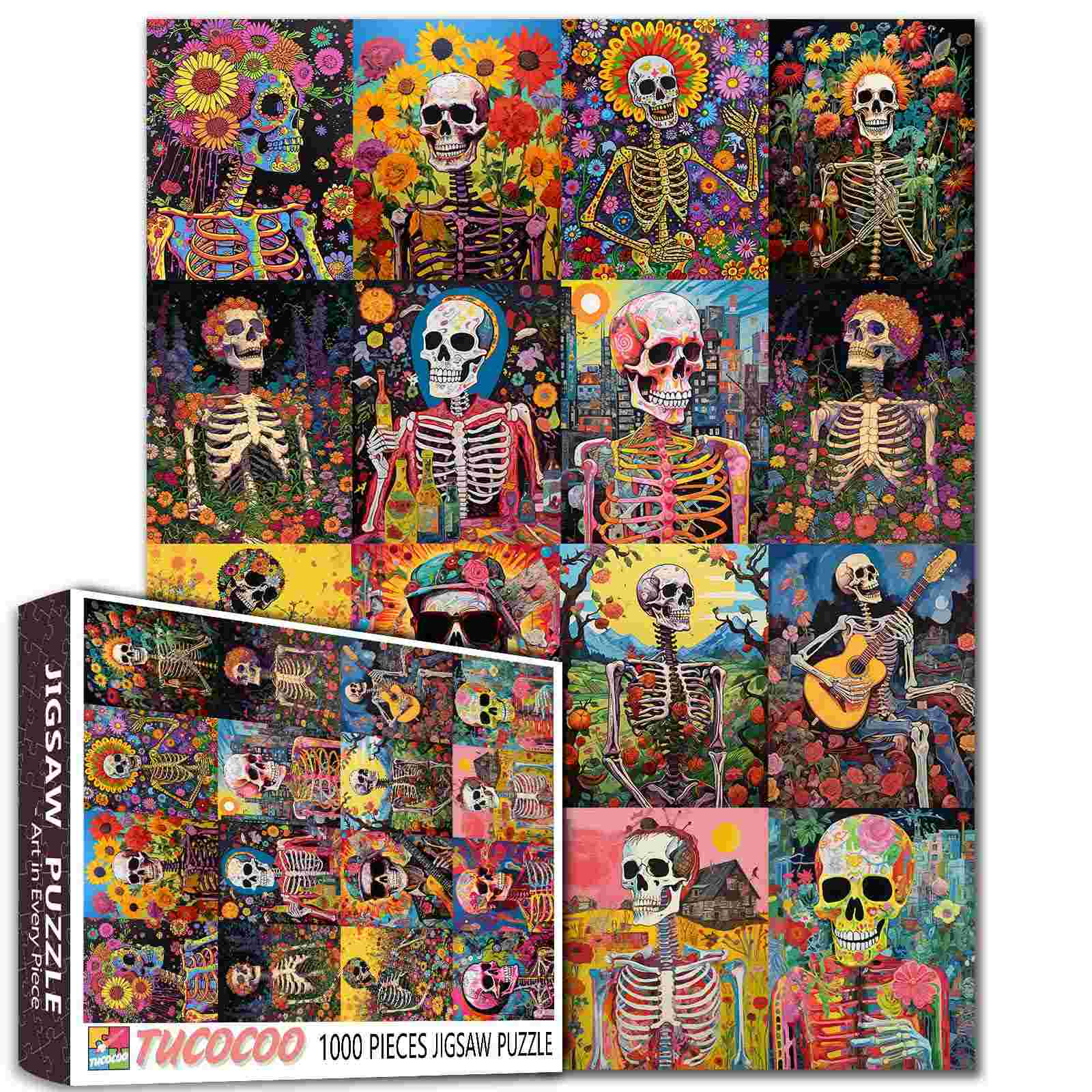 tucocoo-colorful-skeleton-collage-puzzle-1000-teile-skelett image 1