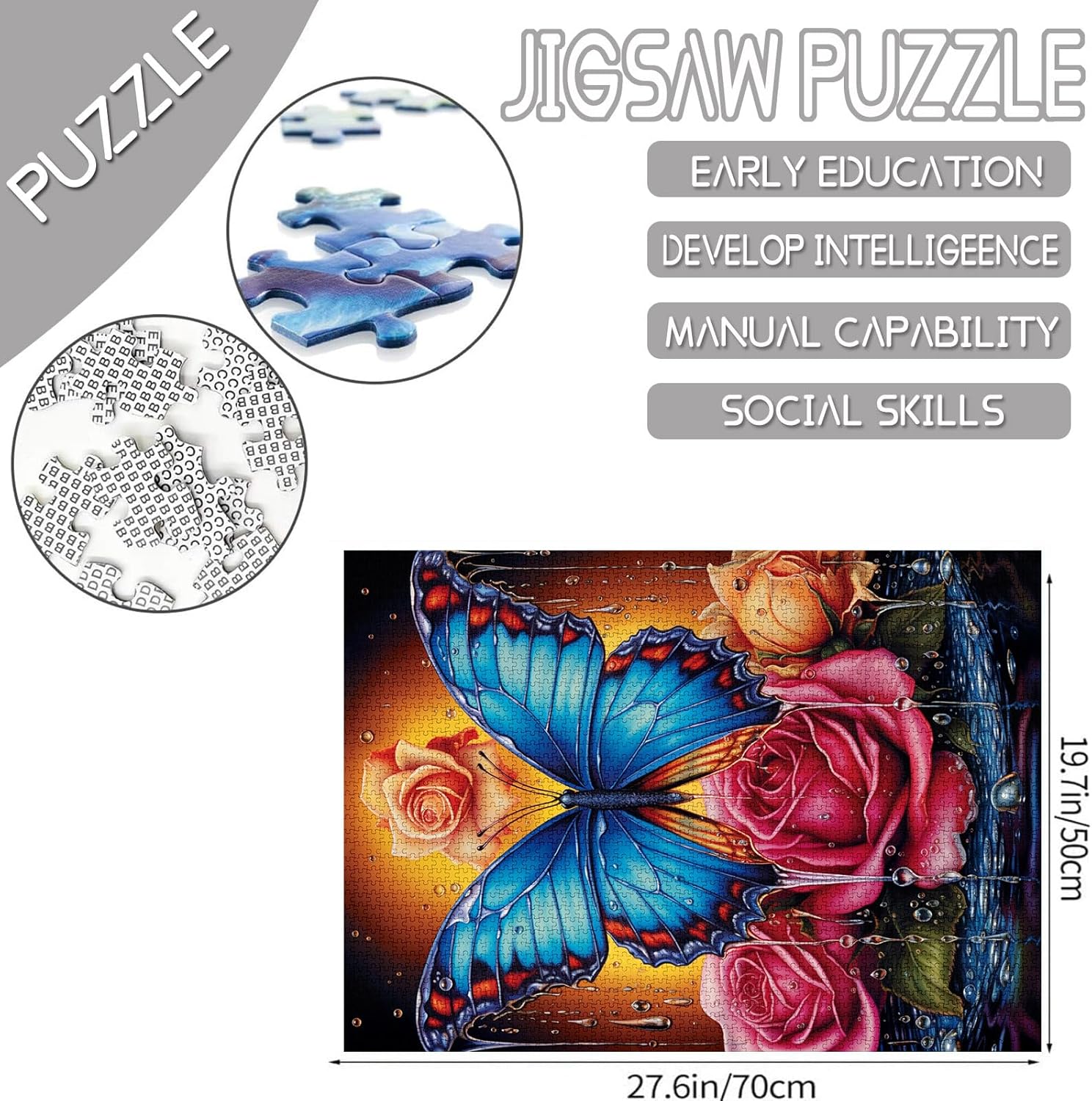 tucocoo-bule-butterfly-colorful-rose-puzzle-1000-teile image 4