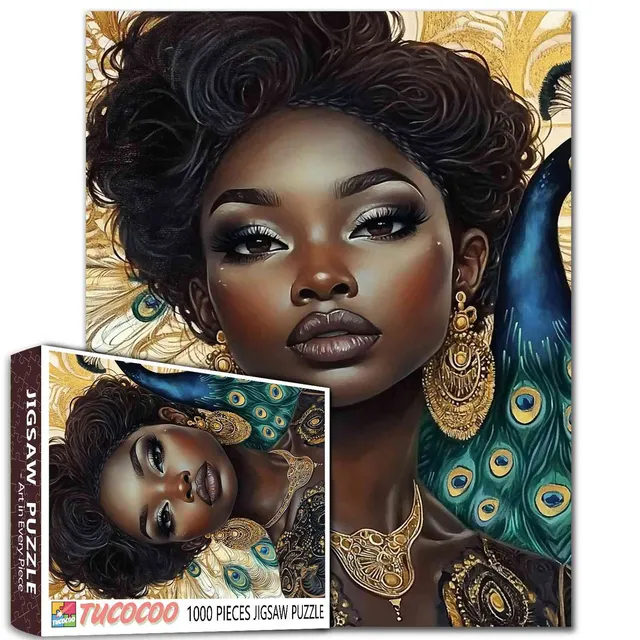 tucocoo-african-queen-peacock-puzzle-1000-teile-gold image 1