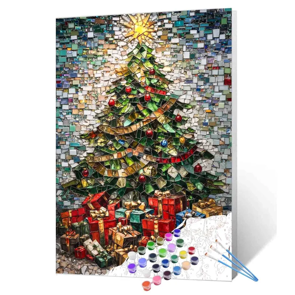tucocoo-christmas-tree-mosaic-malen-nach-zahlen-40x50-ohne-rahmen image 1