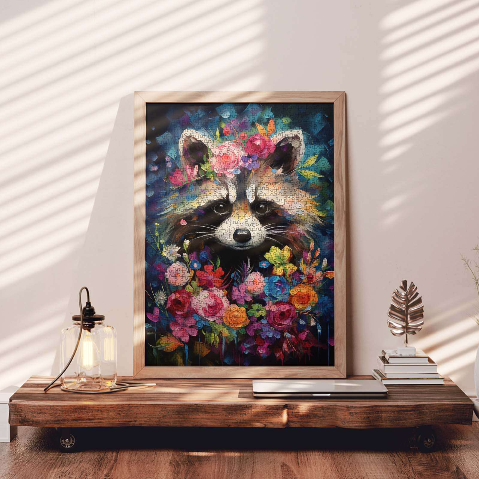 tucocoo-jigsaw-puzzles-raccoon-floral-puzzle-1000-teile-waschb-r image 3