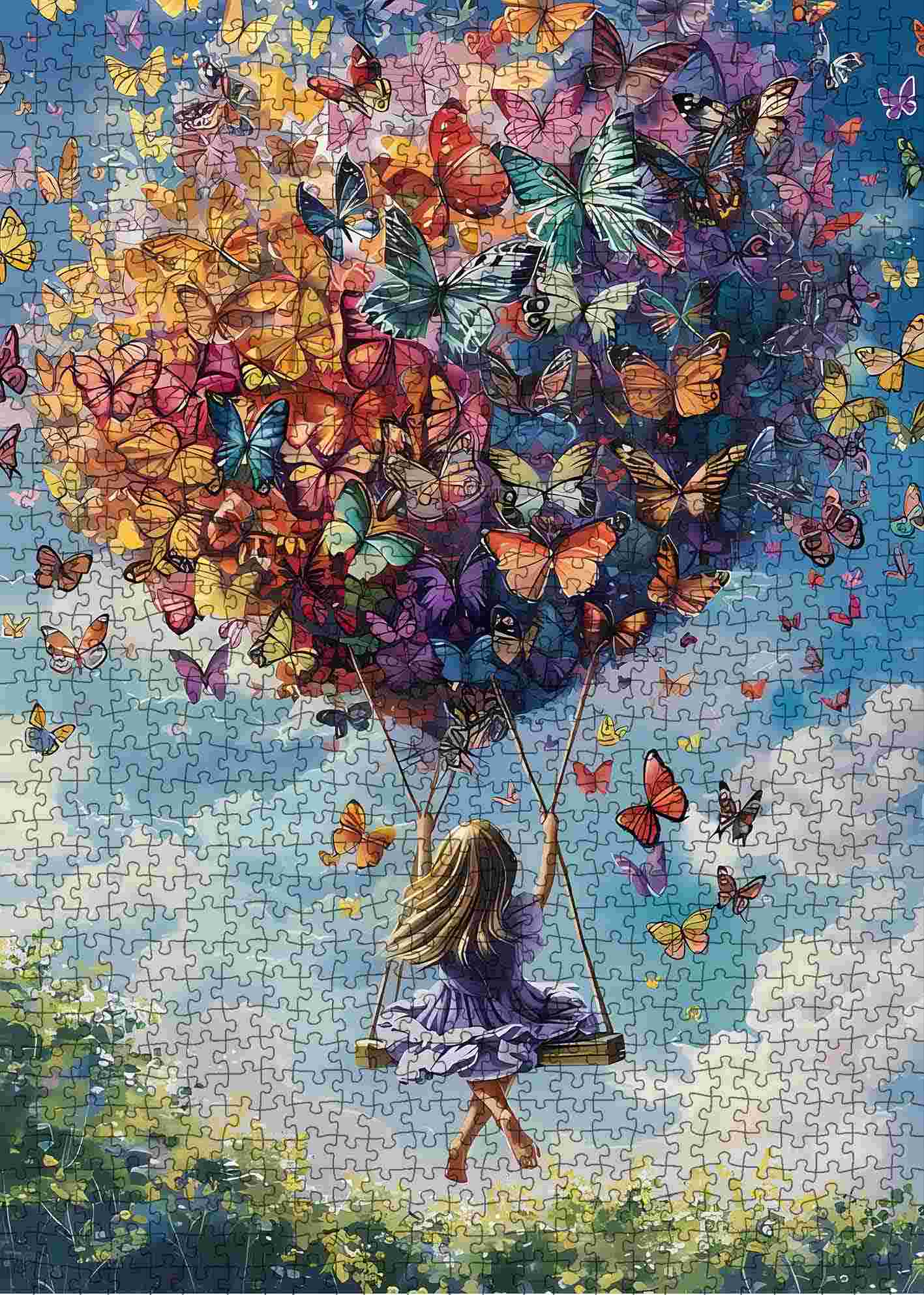 tucocoo-girl-swinging-butterfly-balloons-puzzle-1000-teile image 2