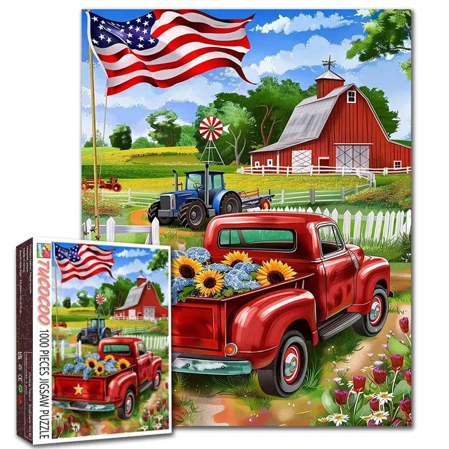 tucocoo-jigsaw-puzzles-american-farm-red-truck-puzzle-1000-teile image 1
