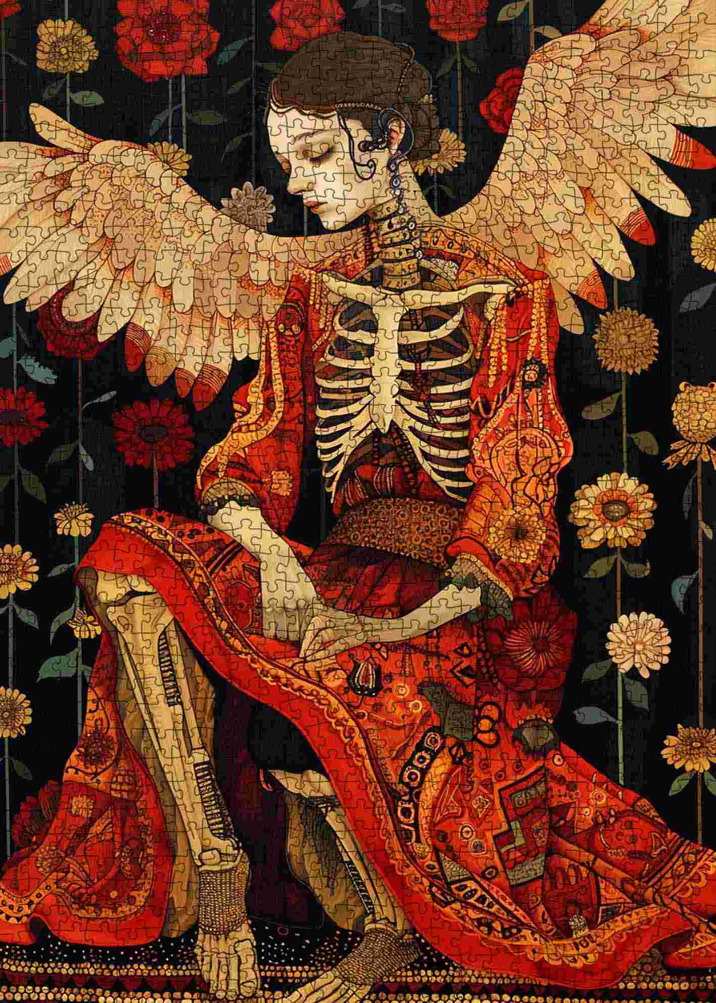 tucocoo-skeleton-angel-red-robe-puzzle-1000-teile-gothic image 2