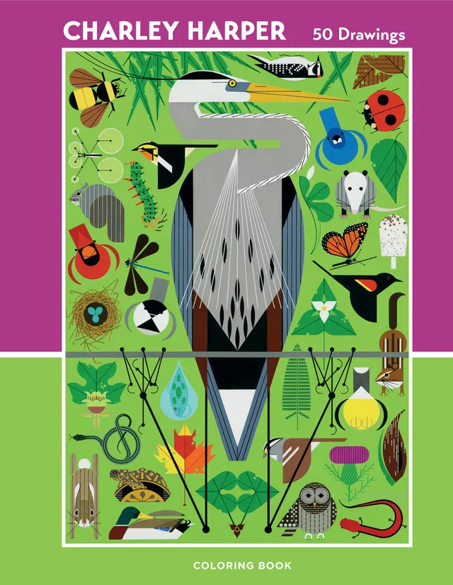 pomegranate-charley-harper-50-drawings-malbuch-tiere image 1