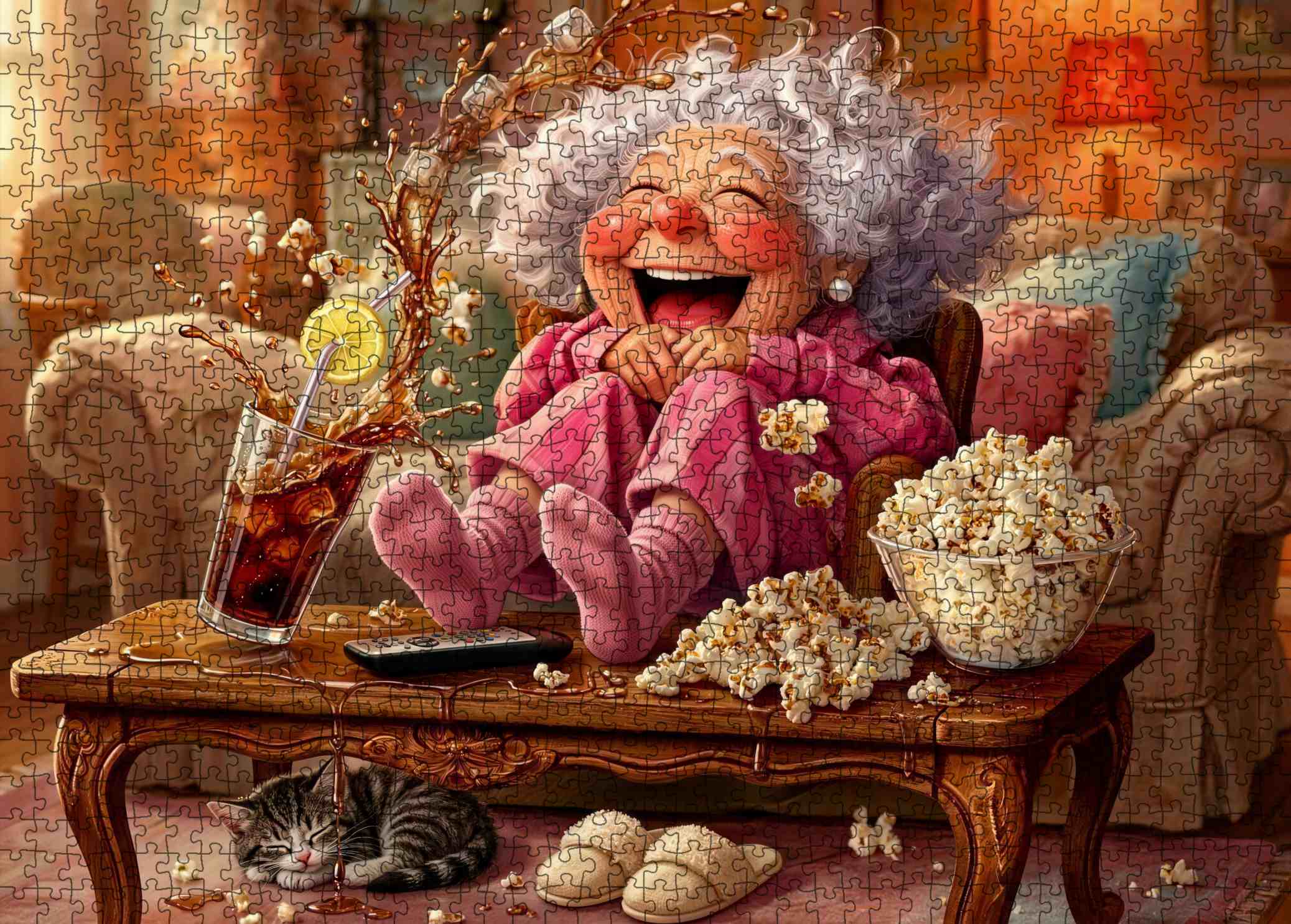 tucocoo-jigsaw-puzzles-laughing-grandma-puzzle-1000-teile-filmabend image 2