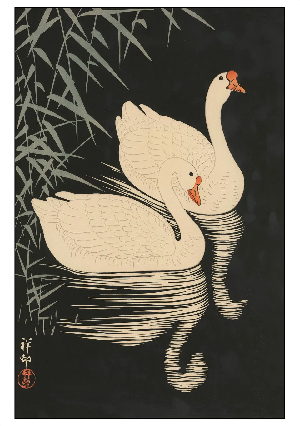 pomegranate-blank-notecards-ohara-two-geese-klappkarte-einzelkarte image 1