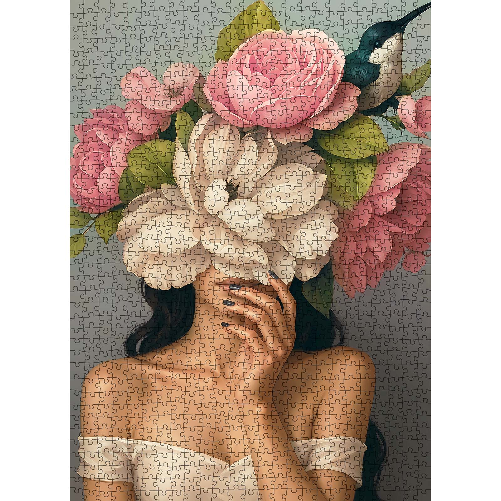 tucocoo-woman-with-magnolia-flowers-puzzle-1000-teile image 2