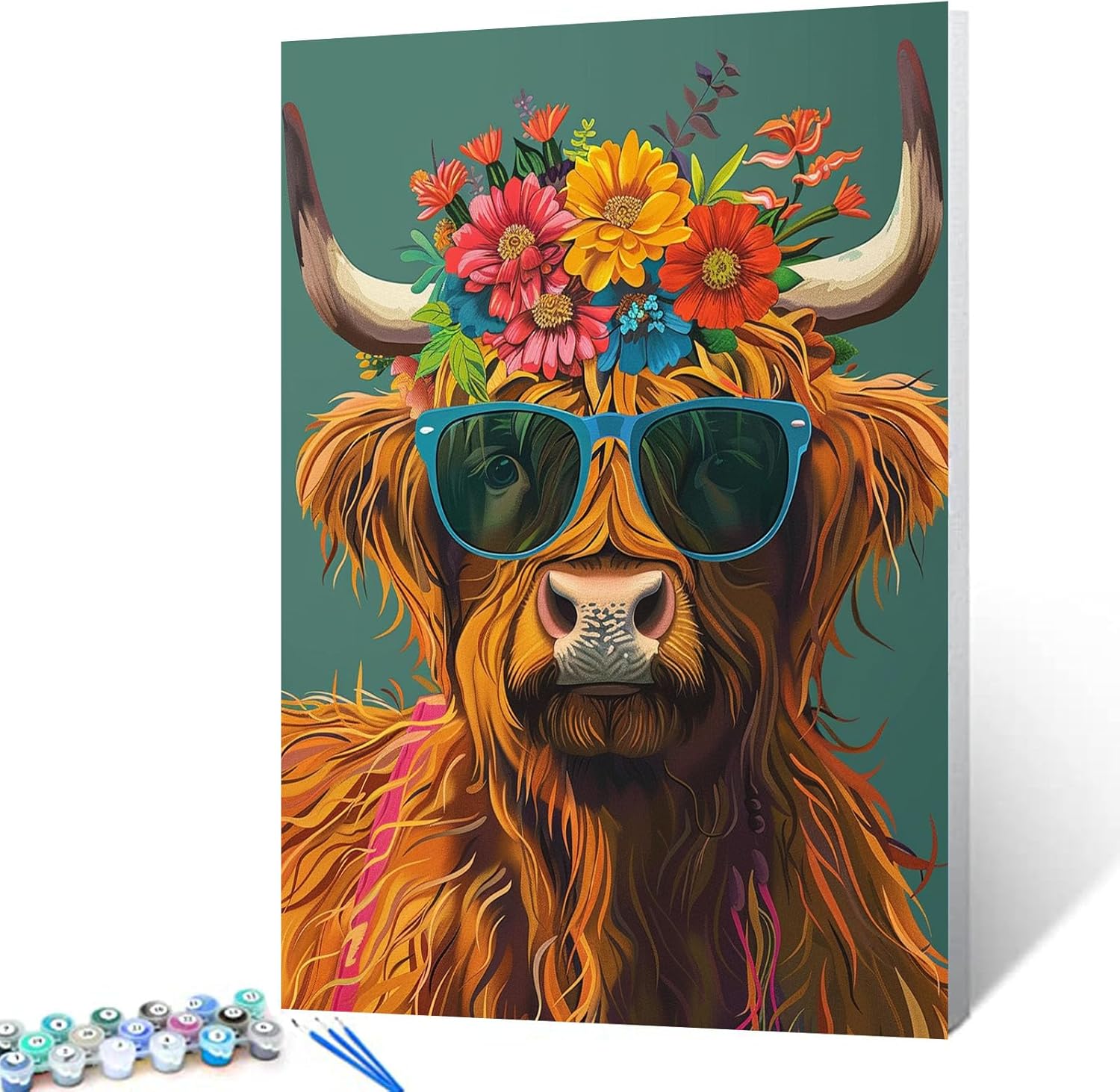 tucocoo-paint-by-numbers-kuh-sonnenbrille-malset-40x50 image 1