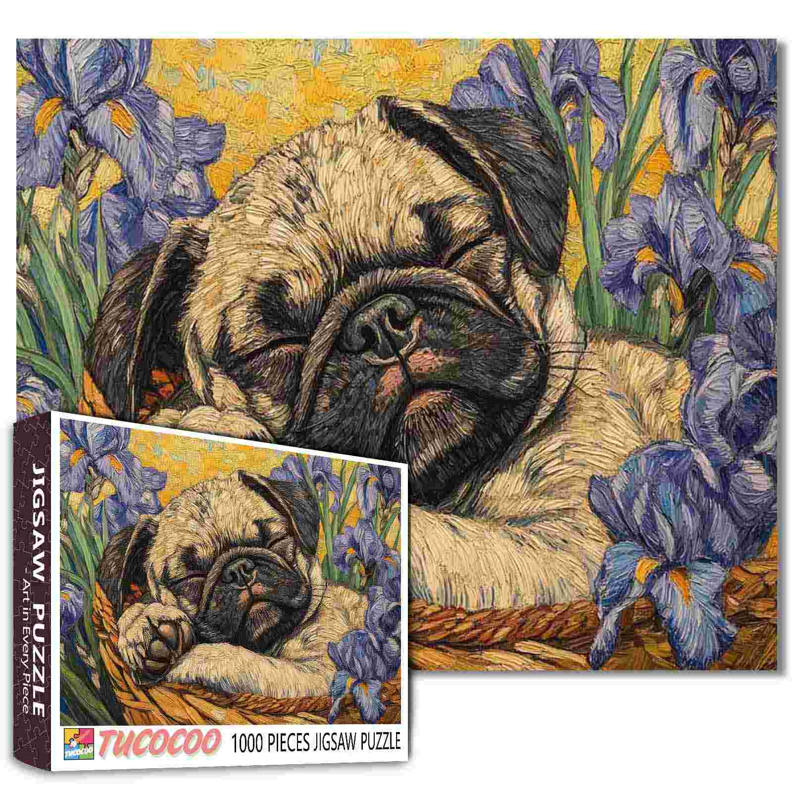tucocoo-sleeping-pug-puzzle-1000-teile-mops image 1