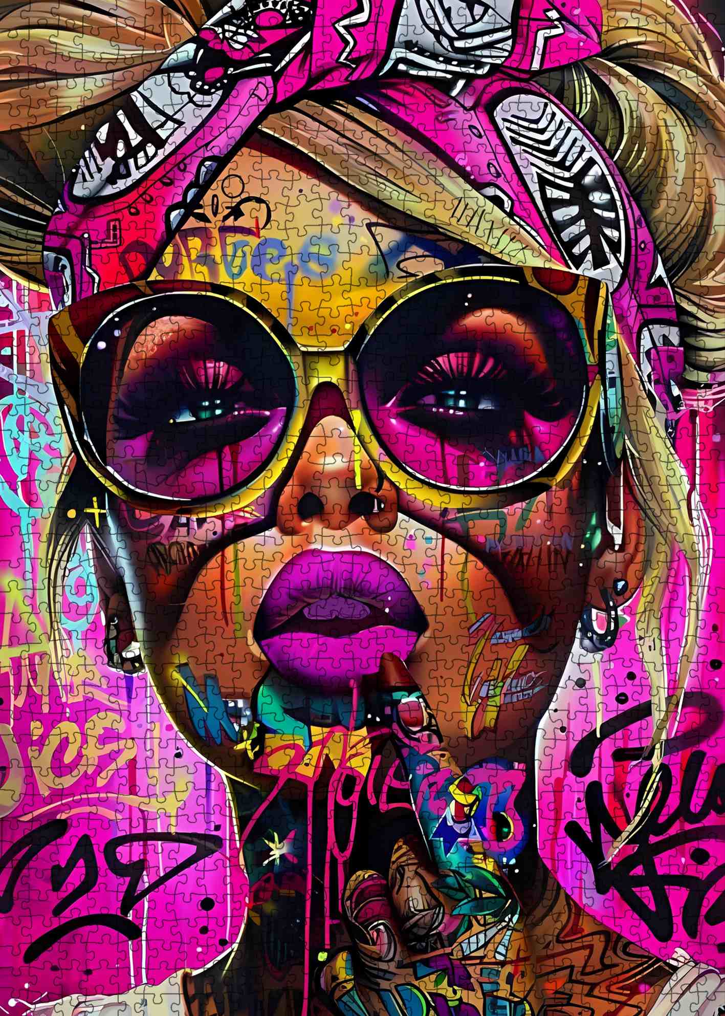 tucocoo-graffiti-diva-neon-puzzle-1000-teile-street-art image 2