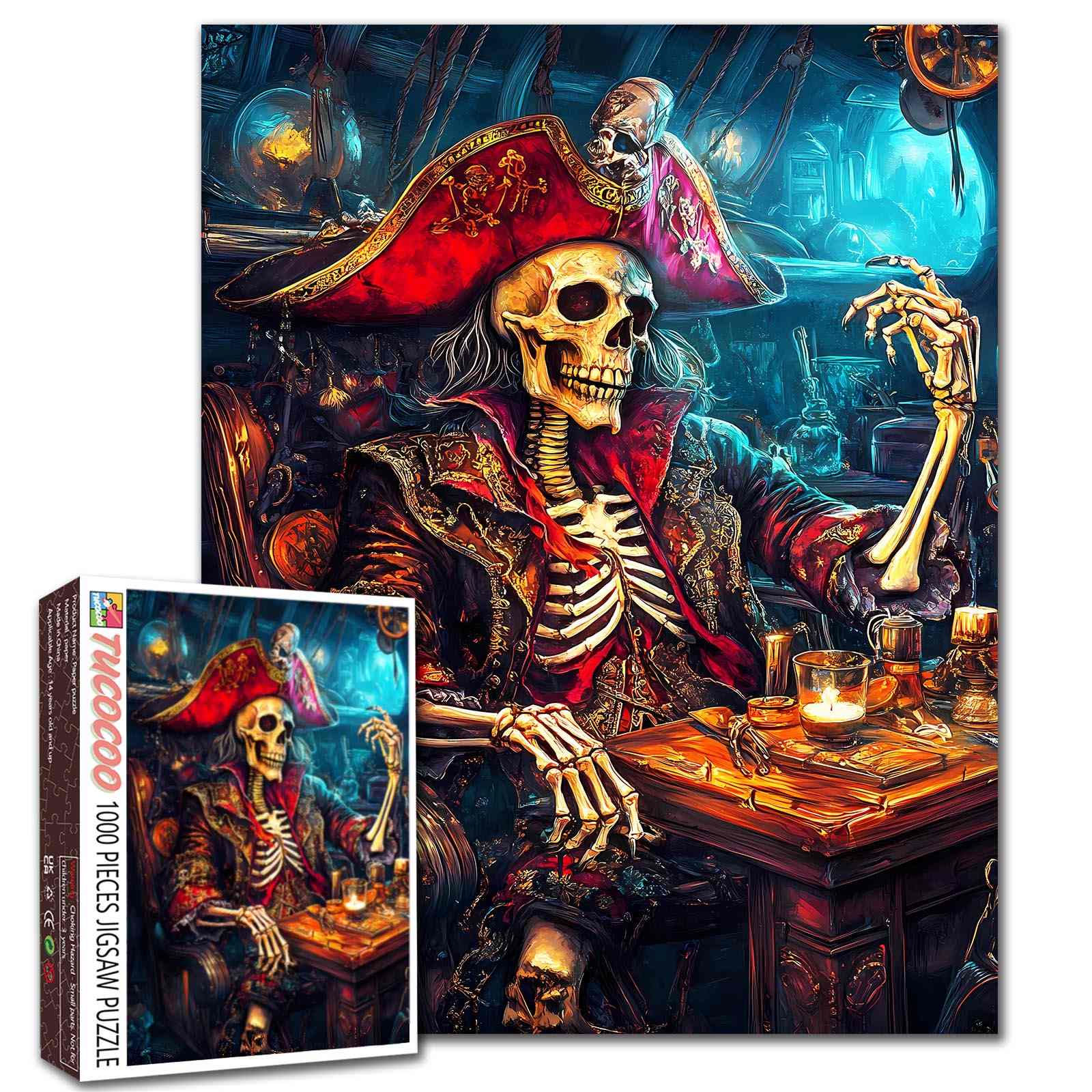 tucocoo-skeleton-pirate-captain-treasure-cabin-puzzle-1000-teile image 1